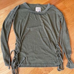 Chaser long sleeve shirt lace up side tie sage green new without tags size m
